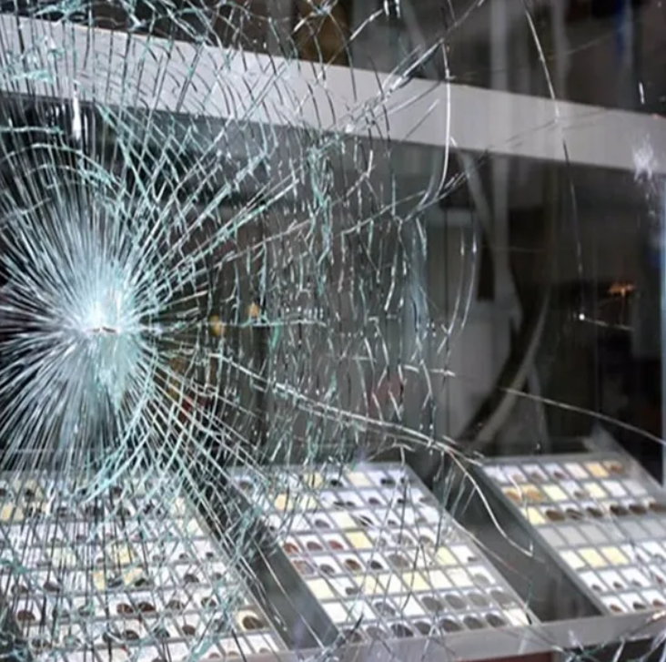 8 Mil Security Film — shattered glass held in place